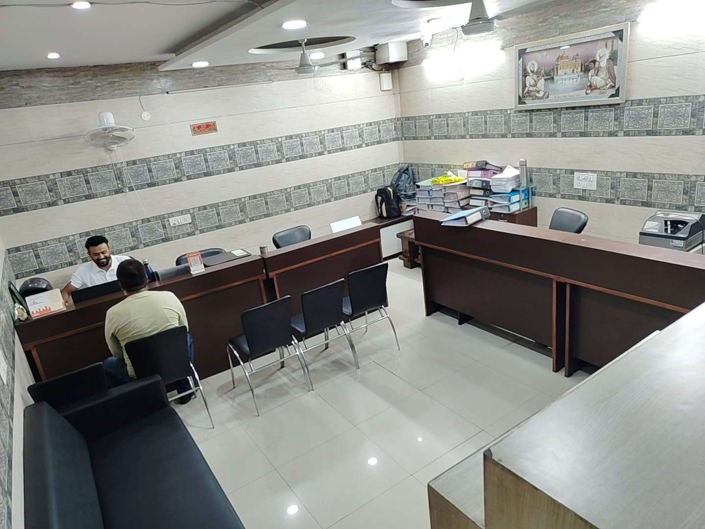Waiting area and counter inside the office